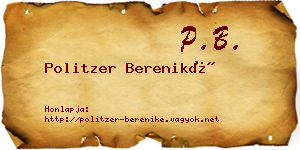 Politzer Bereniké névjegykártya